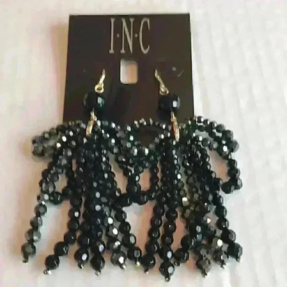 INC new Gold Tone Beaded Bow chandelier Ea… - Picture 3 of 8